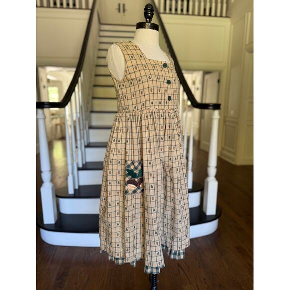 Vintage Girls Pinafore Dress Cottage Homestead Farm Modest Autumn Ruffle Church - Picture 3 of 9